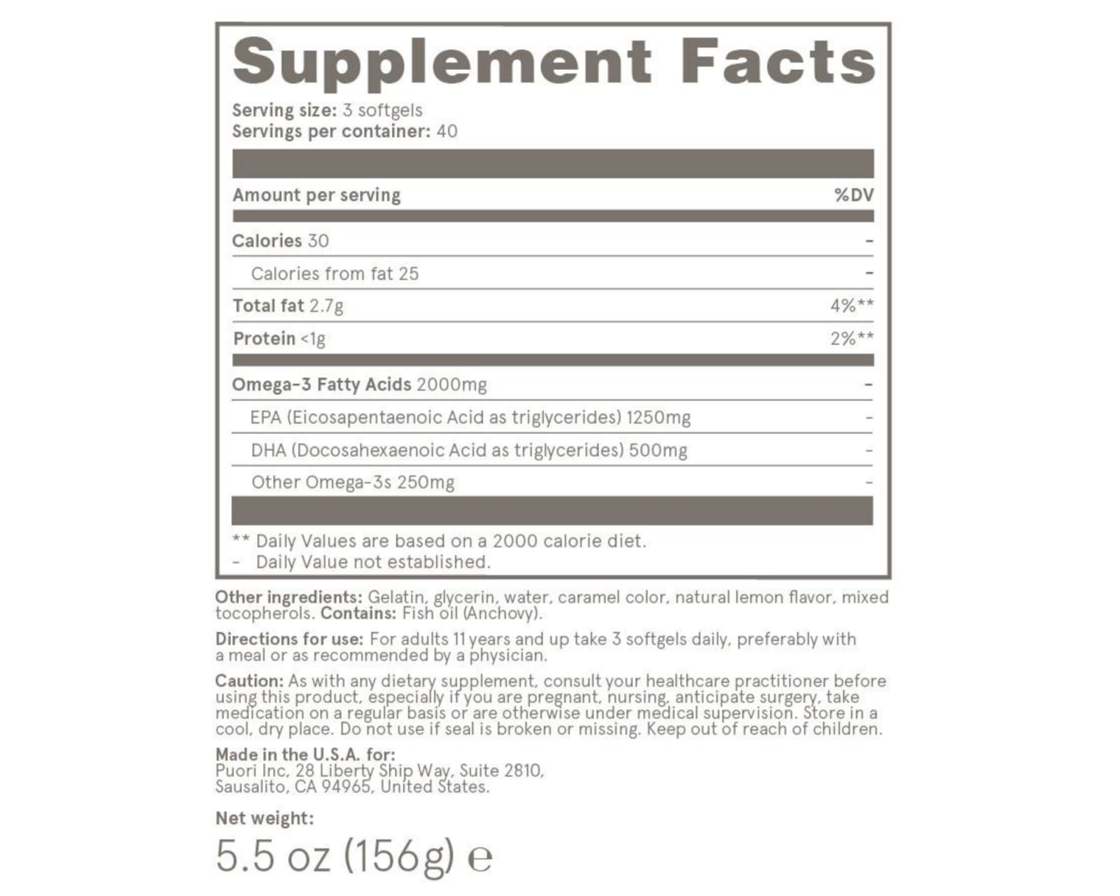 Puori O3 Fish Oil Pills Rogue Fitness